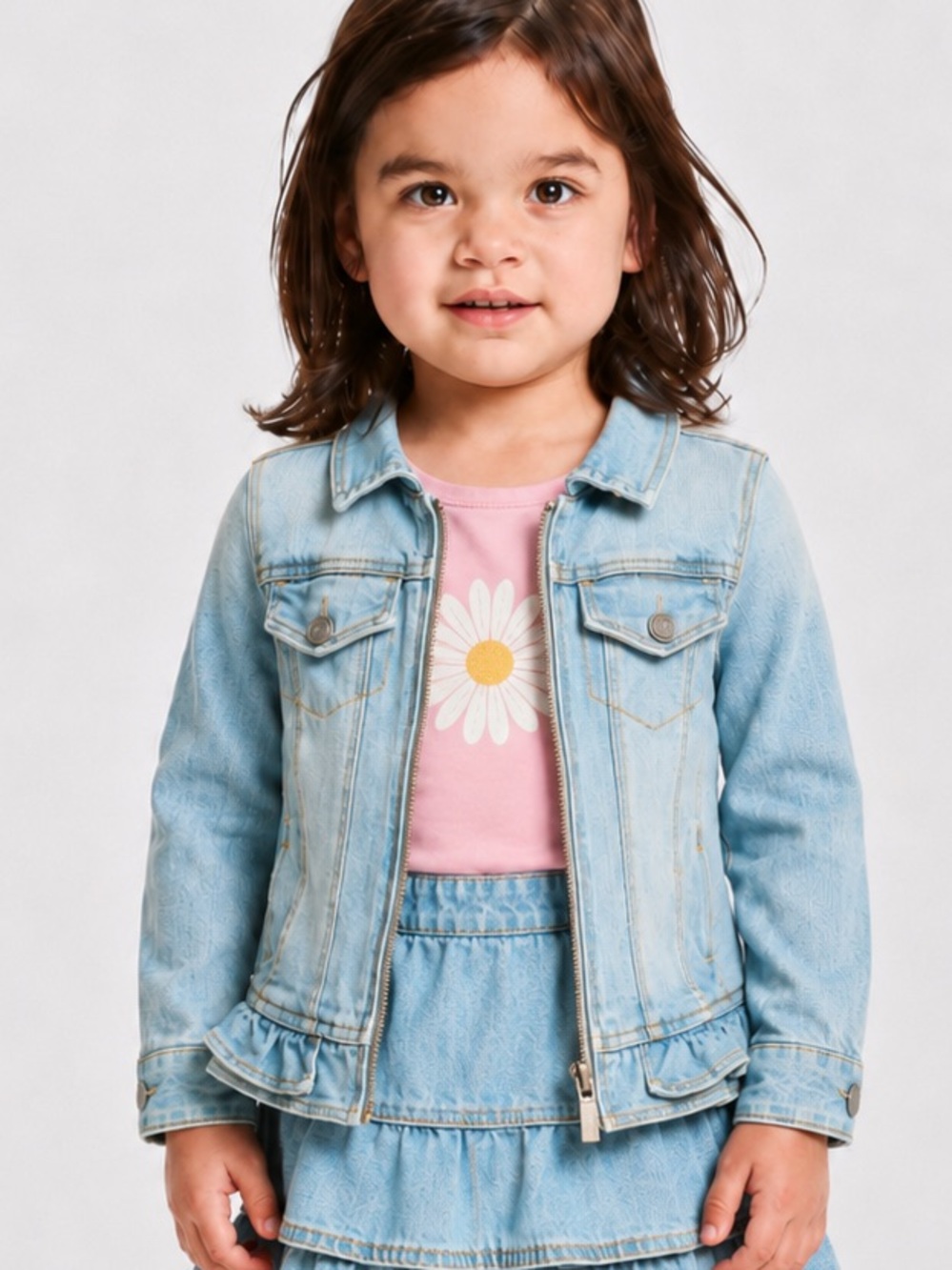 Calvin Klein Light Blue Denim Zip-Front Jacket size 4